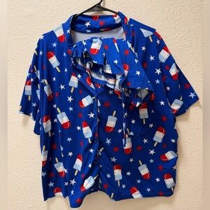 Celebrate! Patriotic Blue Star Print Top and bottom